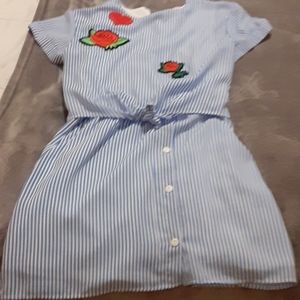 Blue and white striped dress